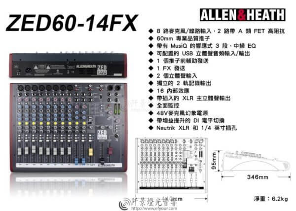 Allen & Heath 類比混音器ZED6FX～ZED22FX 販售